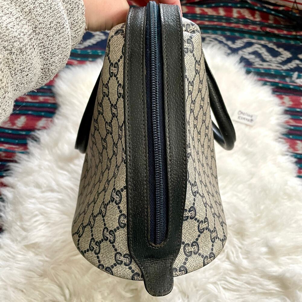 Gucci Plus Navy Satchel Handbag Bag Vintage Purse Doctors Boston Bag GG Monogram - Picture 8 of 16